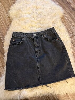 Topshop Black Denim Mini Skirt